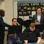 Kenneth Thompkins working with GVSU trombone students.
